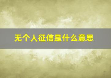 无个人征信是什么意思