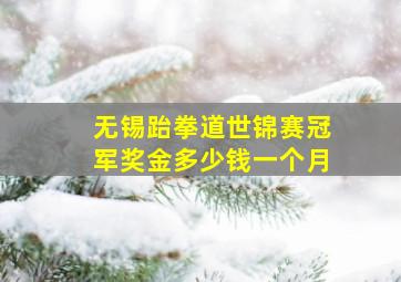 无锡跆拳道世锦赛冠军奖金多少钱一个月