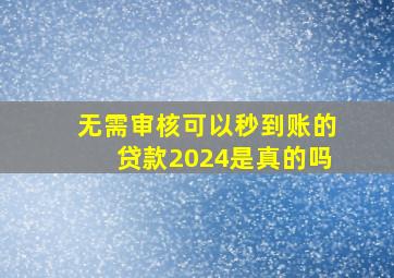 无需审核可以秒到账的贷款2024是真的吗