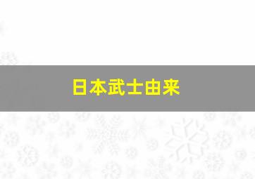 日本武士由来