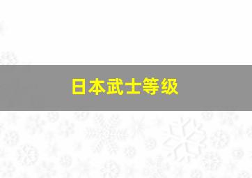 日本武士等级