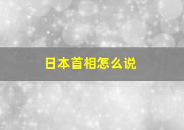 日本首相怎么说