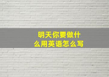 明天你要做什么用英语怎么写