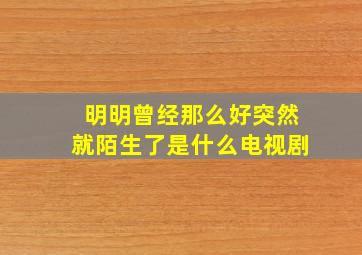 明明曾经那么好突然就陌生了是什么电视剧