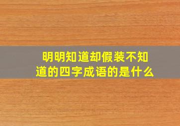 明明知道却假装不知道的四字成语的是什么