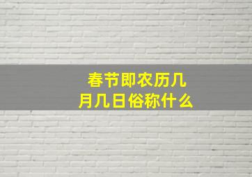 春节即农历几月几日俗称什么