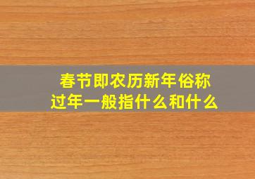 春节即农历新年俗称过年一般指什么和什么