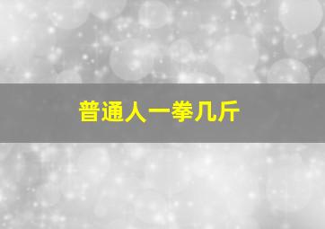 普通人一拳几斤