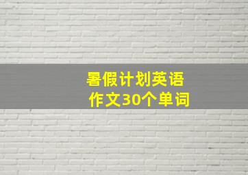 暑假计划英语作文30个单词