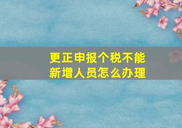 更正申报个税不能新增人员怎么办理