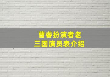 曹睿扮演者老三国演员表介绍