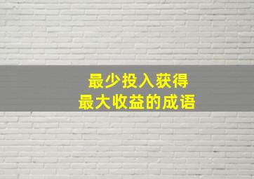 最少投入获得最大收益的成语