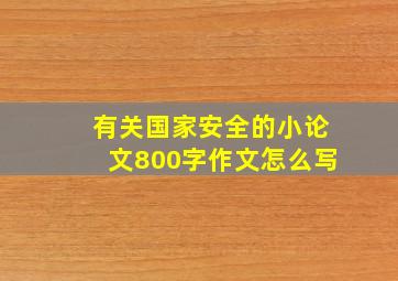 有关国家安全的小论文800字作文怎么写