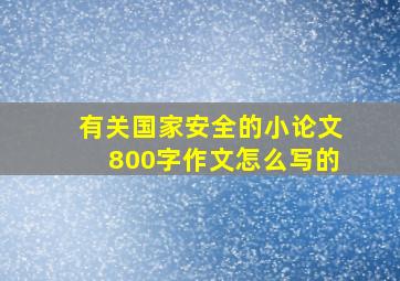 有关国家安全的小论文800字作文怎么写的