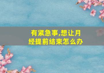 有紧急事,想让月经提前结束怎么办