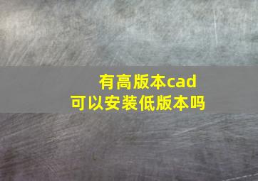 有高版本cad可以安装低版本吗