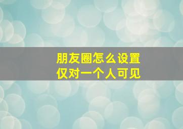 朋友圈怎么设置仅对一个人可见