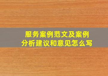 服务案例范文及案例分析建议和意见怎么写