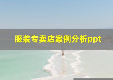 服装专卖店案例分析ppt