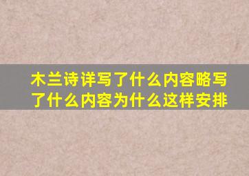 木兰诗详写了什么内容略写了什么内容为什么这样安排