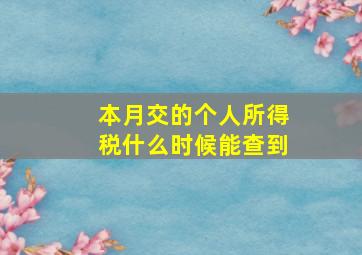 本月交的个人所得税什么时候能查到