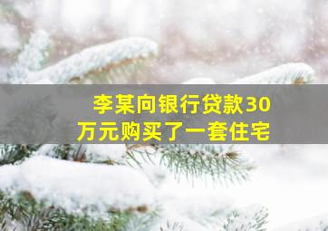 李某向银行贷款30万元购买了一套住宅