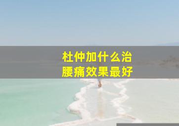 杜仲加什么治腰痛效果最好