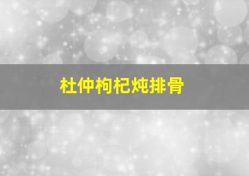 杜仲枸杞炖排骨