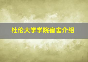 杜伦大学学院宿舍介绍