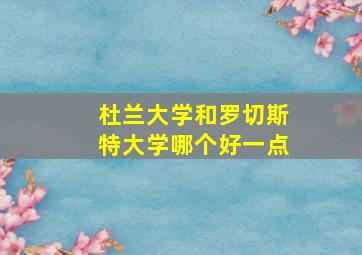 杜兰大学和罗切斯特大学哪个好一点