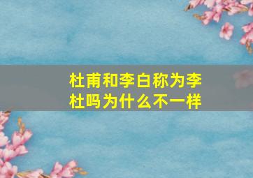 杜甫和李白称为李杜吗为什么不一样