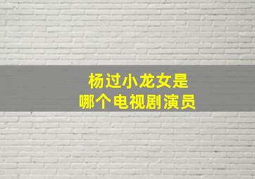 杨过小龙女是哪个电视剧演员