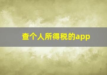 查个人所得税的app