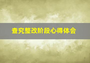 查究整改阶段心得体会