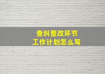 查纠整改环节工作计划怎么写