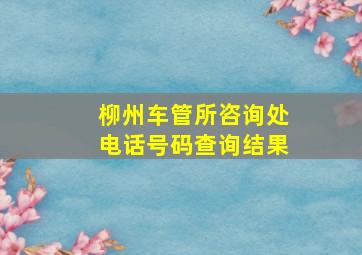 柳州车管所咨询处电话号码查询结果