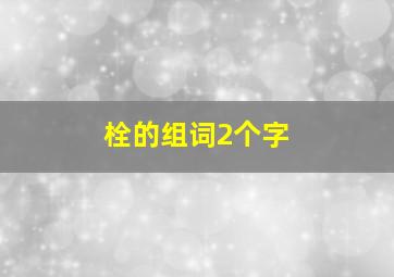 栓的组词2个字