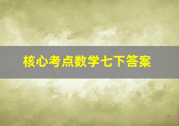 核心考点数学七下答案