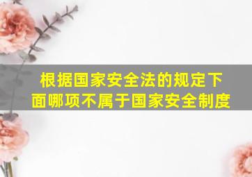 根据国家安全法的规定下面哪项不属于国家安全制度