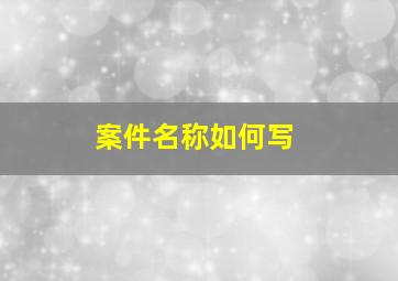 案件名称如何写