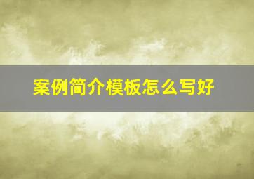 案例简介模板怎么写好