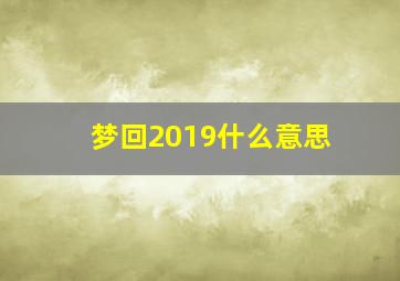 梦回2019什么意思