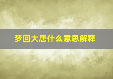 梦回大唐什么意思解释