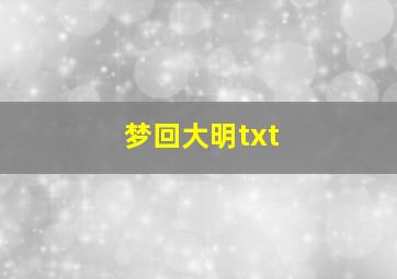 梦回大明txt