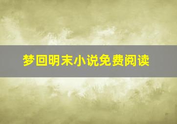 梦回明末小说免费阅读