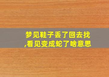 梦见鞋子丢了回去找,看见变成蛇了啥意思