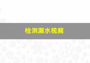 检测漏水视频