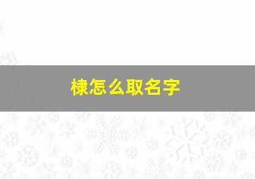 棣怎么取名字