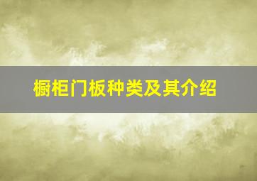 橱柜门板种类及其介绍