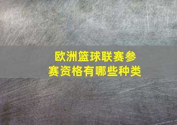 欧洲篮球联赛参赛资格有哪些种类